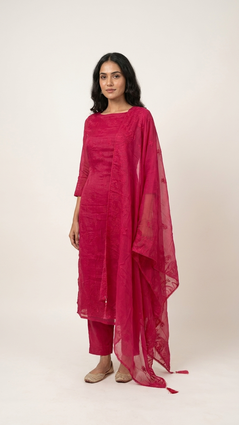 pink embroidered unstitched suit set