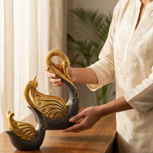 Grey & Gold Swan Set