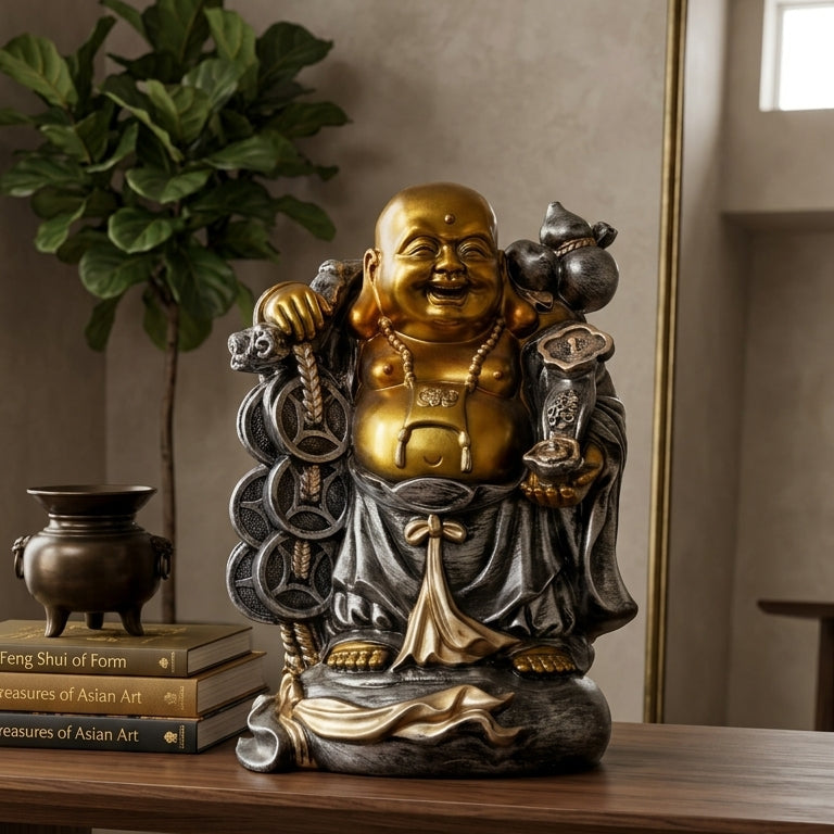 Handcrafted Gold Laughing Buddha Statue