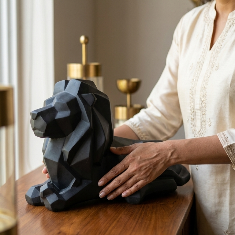 Modern Geometric Lion Decor