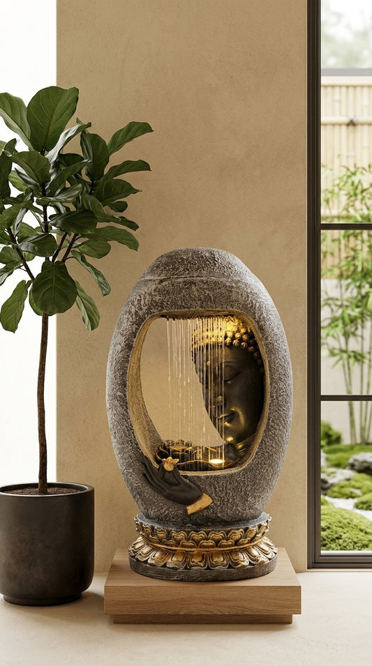 Handcrafted Buddha Face Indoor Water Fountain