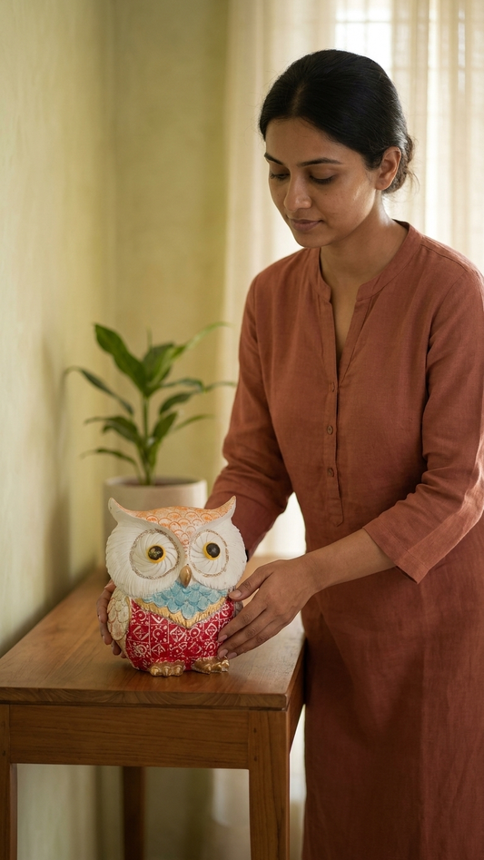 Handcrafted Owl Showpiece for Home Decor – Premium Decorative Owl Sculpture