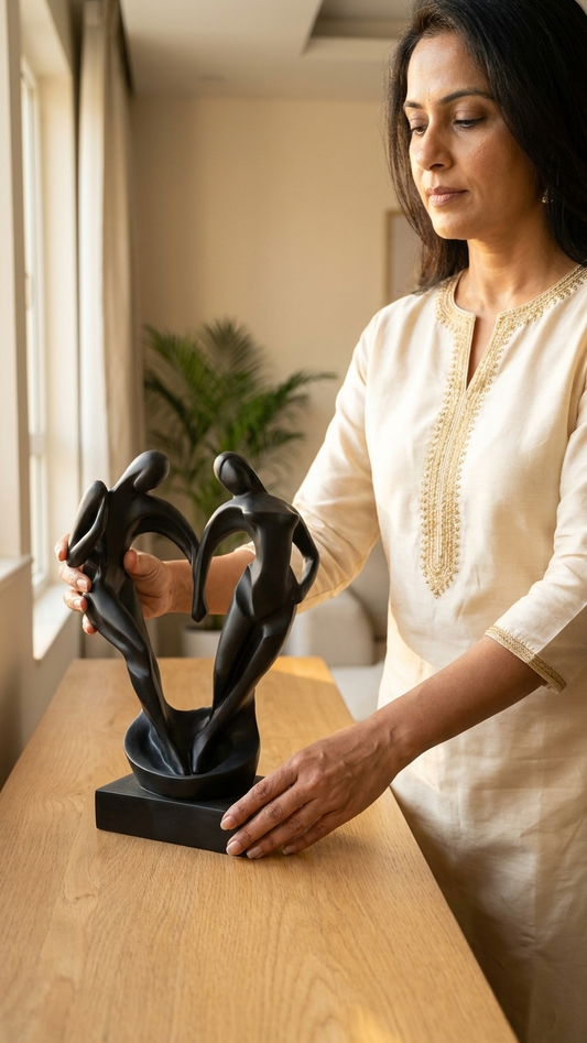Abstract couple sculpture for home decor India – Romantic Modern Home Decor Showpiece for Living Room & Gifting