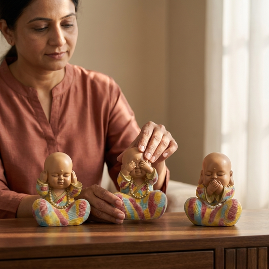 Three Wise Monk Showpiece Set