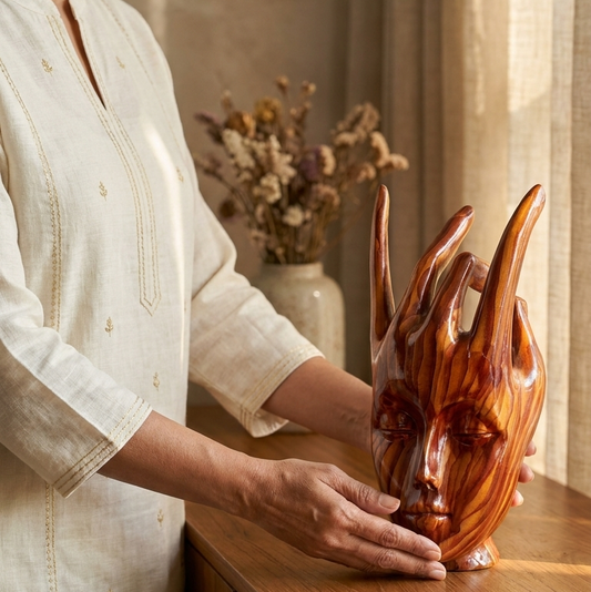 Handcrafted Resin Face Showpiece