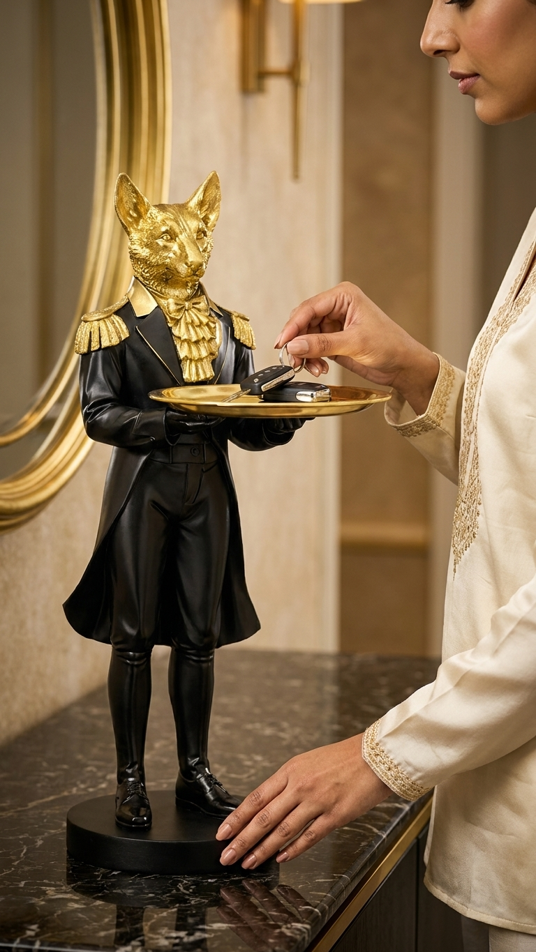Fox butler tray holder showpiece for home decor India – Luxury Resin Showpiece for Living Room & Console Table