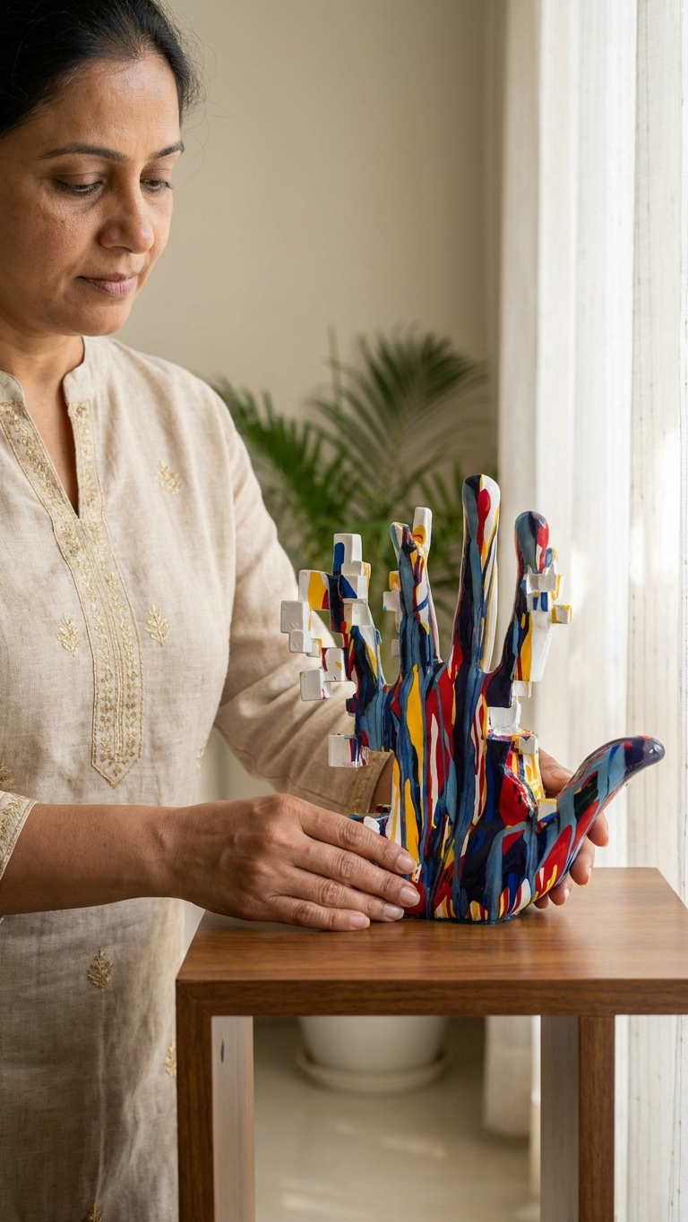 Handcrafted Abstract Hand Sculpture Showpiece – Modern Artistic Home Decor Accent