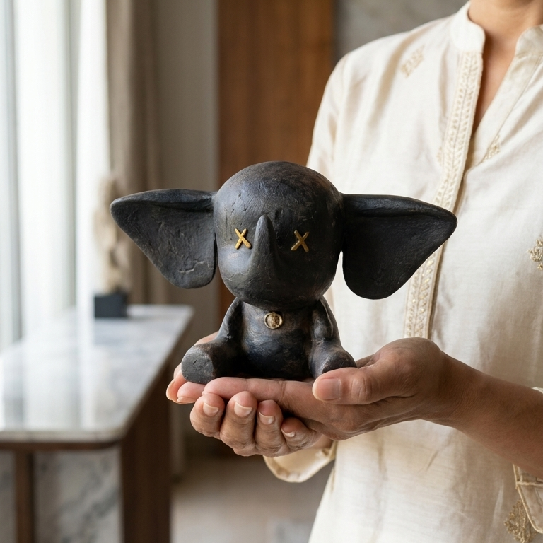 handcrafted abstract elephant sculpture