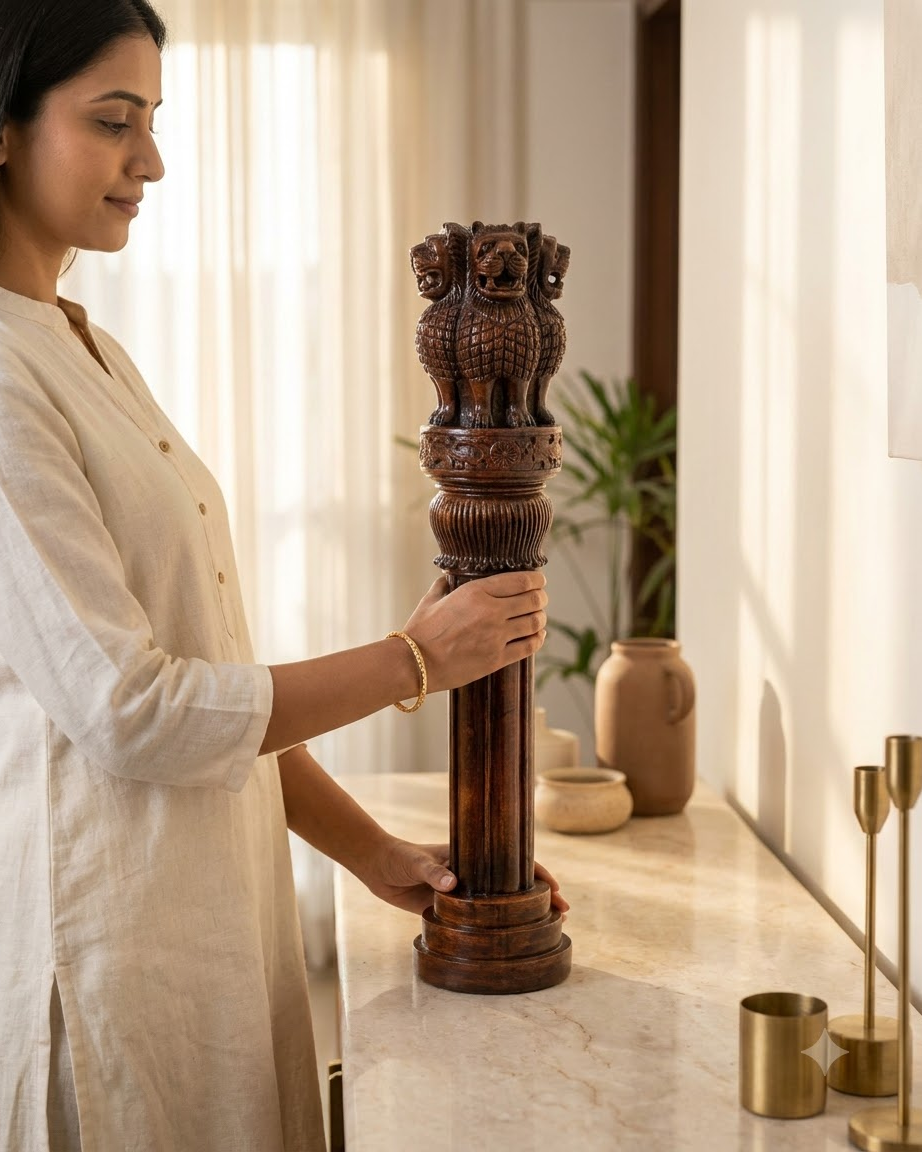 Handcrafted Ashoka Pillar Showpiece for Home Decor