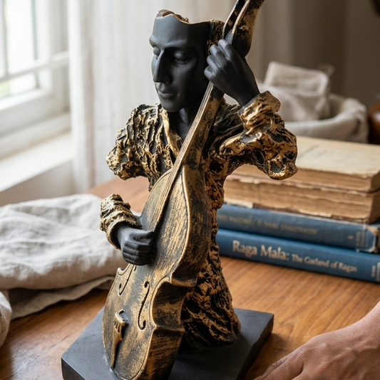 handcrafted violin player showpiece