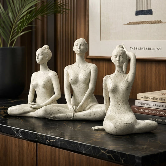 Yoga woman figurines set for home decor India – Handcrafted Meditation Sculptures for Luxury Home Decor India