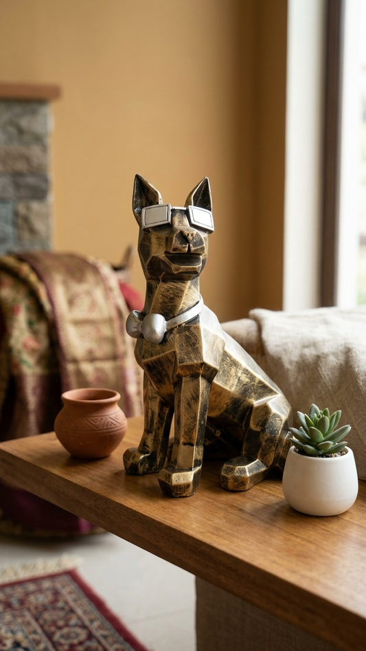 Handcrafted Modern Dog Showpiece with Glasses – Premium Decorative Sculpture