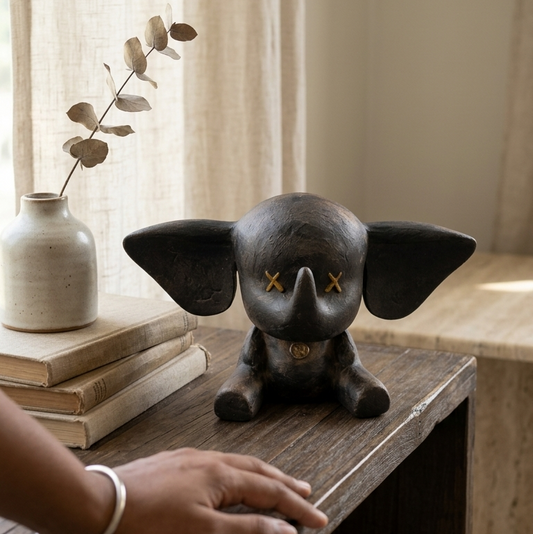 handcrafted abstract elephant sculpture