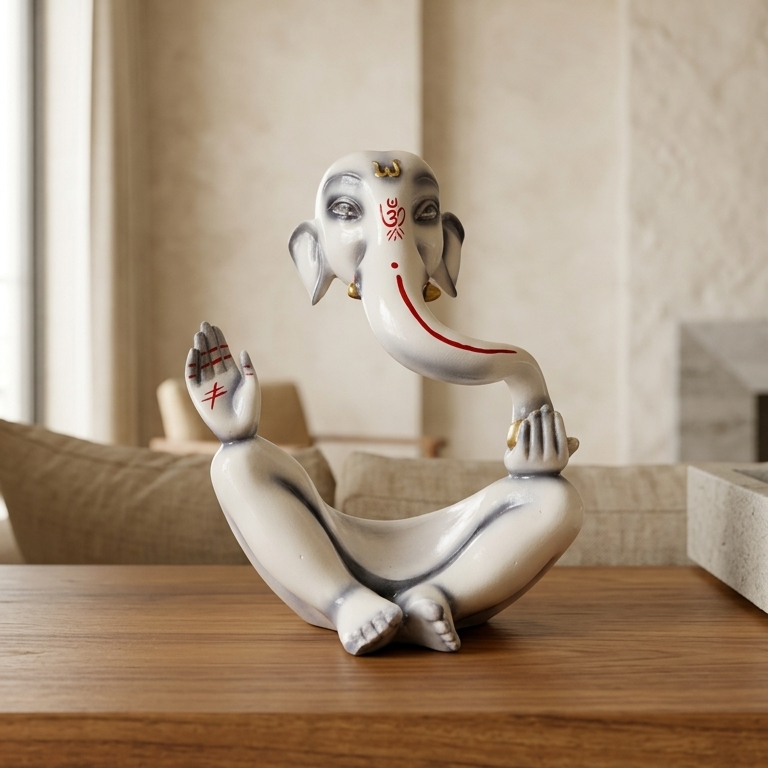 Handcrafted Modern White Ganesha