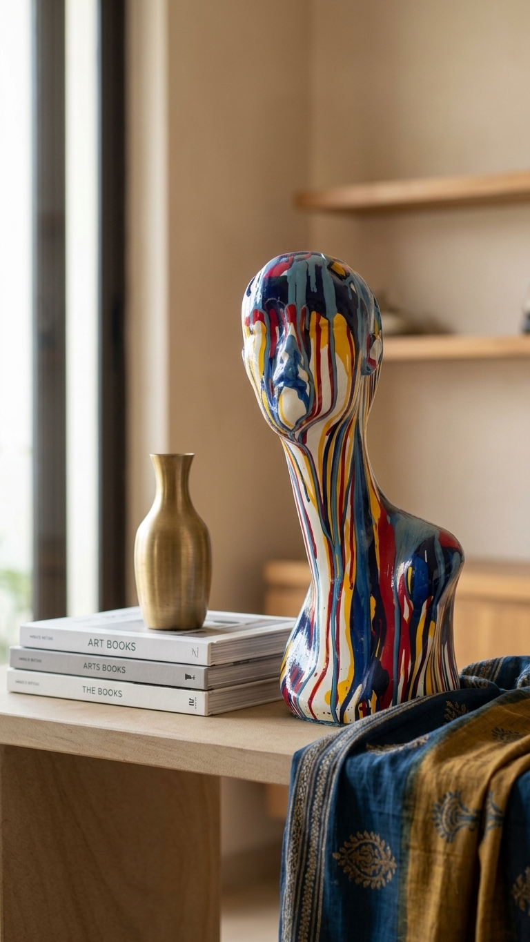 Handcrafted Modern Abstract Face Sculpture Showpiece – Modern Artistic Resin Decor