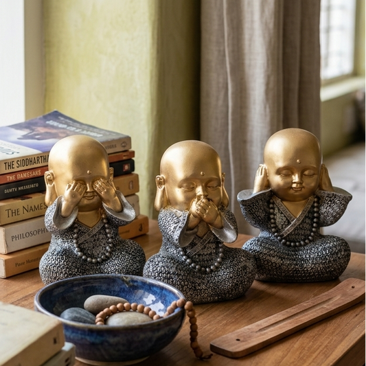 Handcrafted Three Wise Monks Showpiece