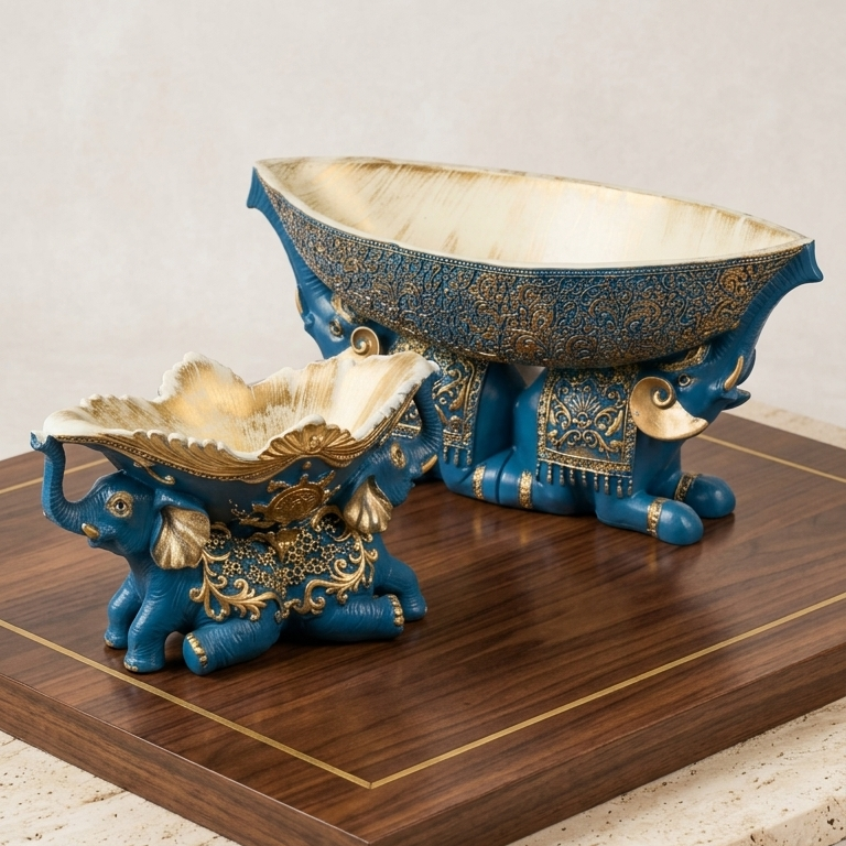 Handcrafted Blue Elephant Decorative Bowl
