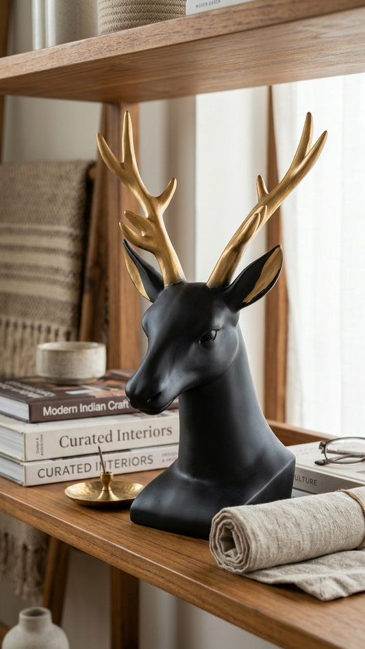 Black gold deer head