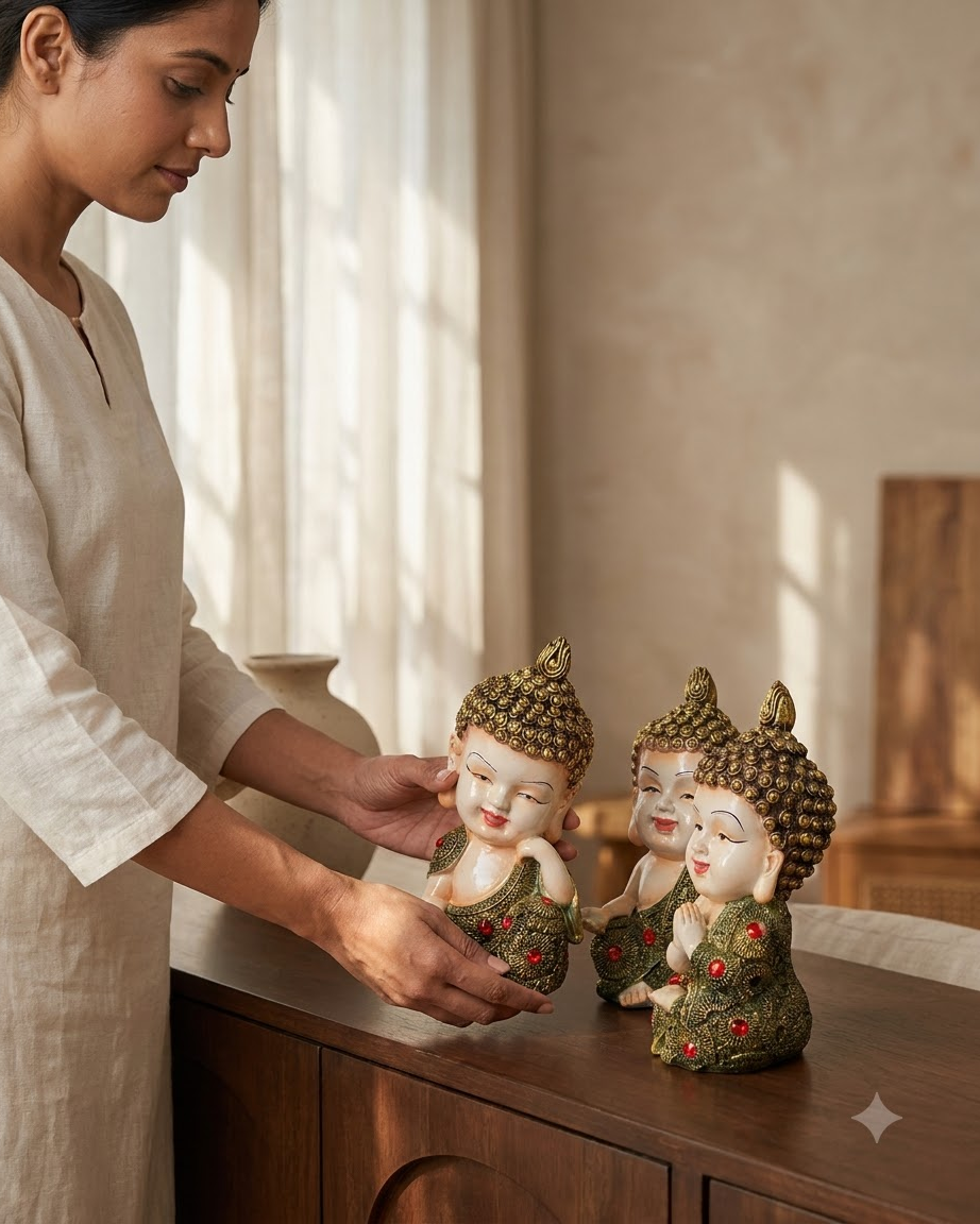 Three Wise Monk Showpiece Set of 3
