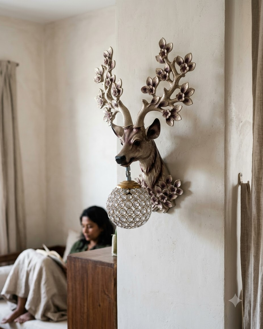 Antler Deer Wall Light