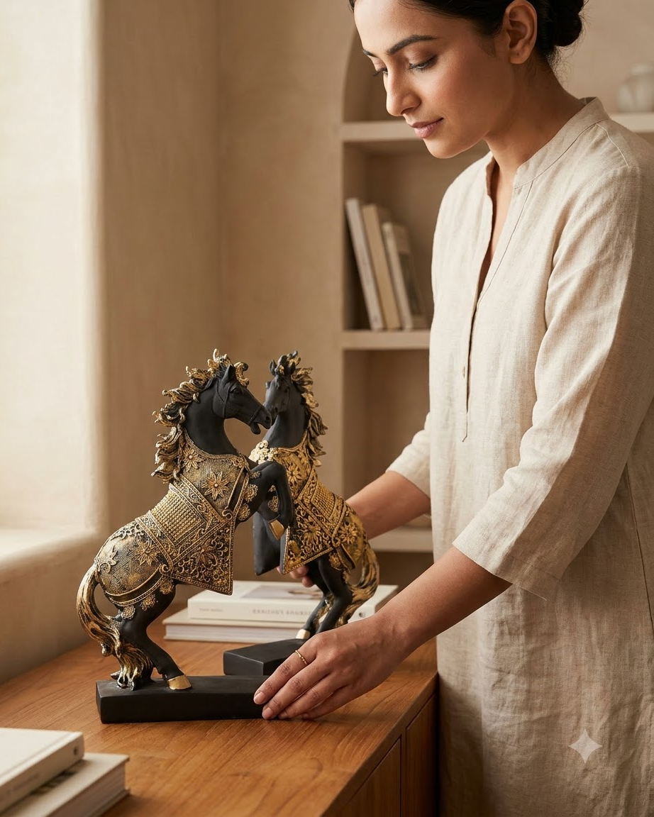 Black and Gold Horse Set of 2
