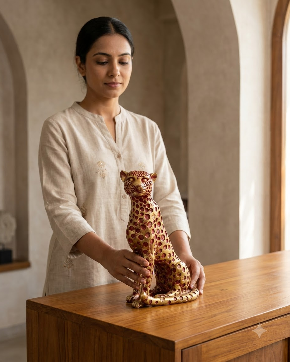 Golden Leopard Showpiece