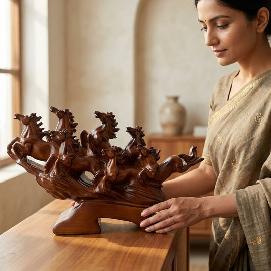 Handcrafted Eight Running Horses Showpiece – Premium Vastu Decor