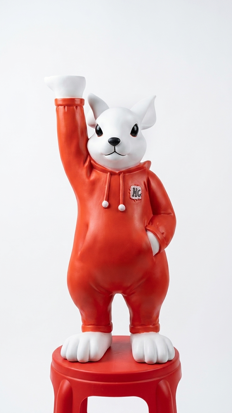 Handcrafted Waving Hoodie Mouse Showpiece – Playful Decor