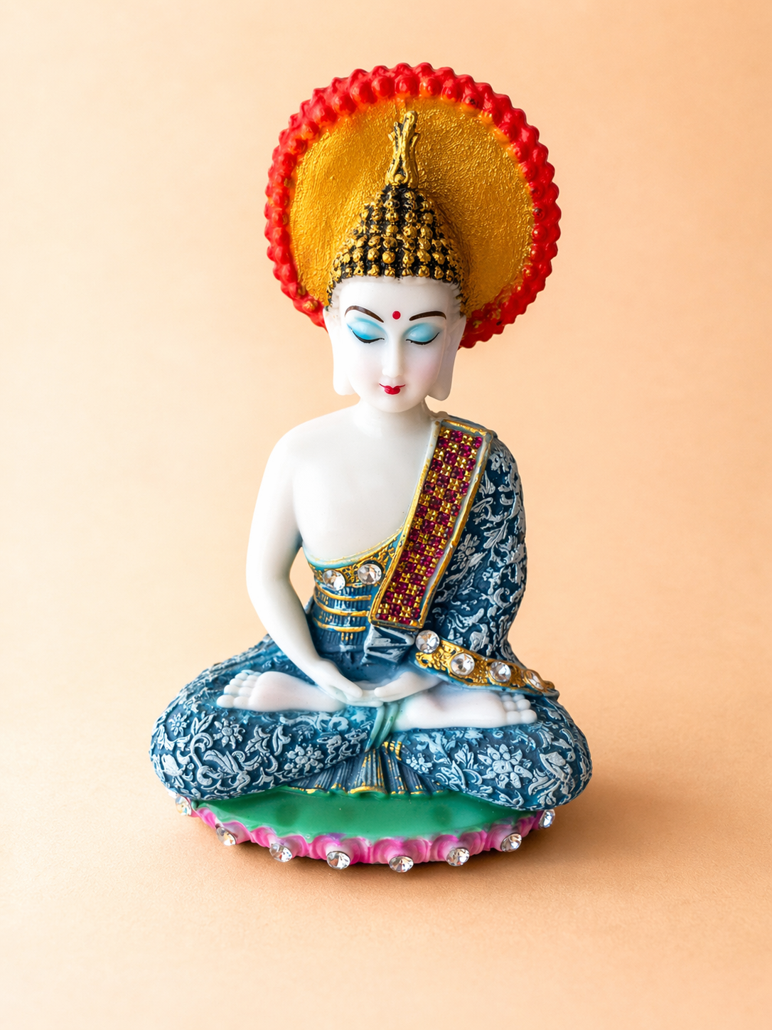 Handcrafted Colorful Buddha Idol with Halo