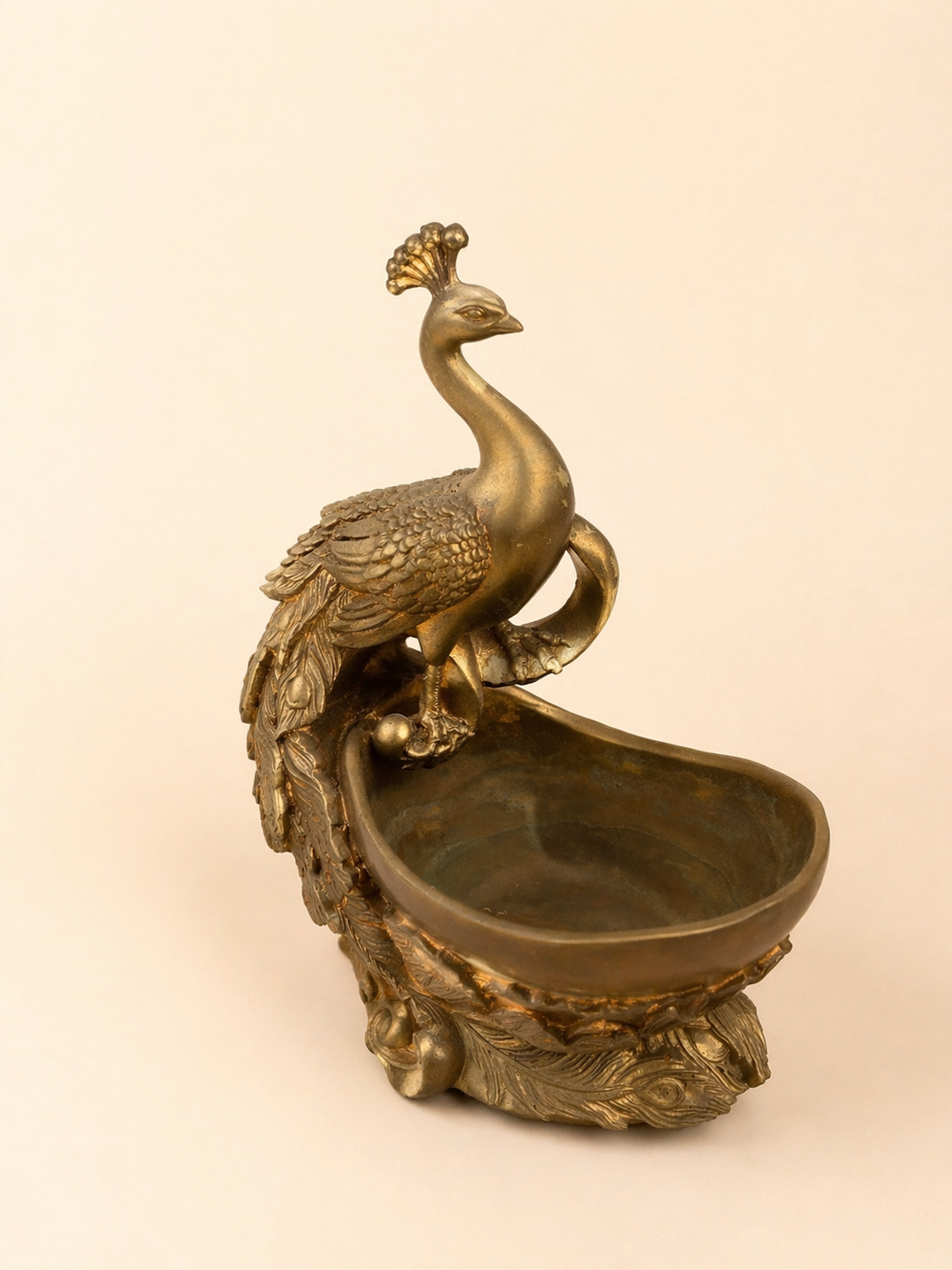 Handcrafted Brass Look Finish Peacock Bowl 