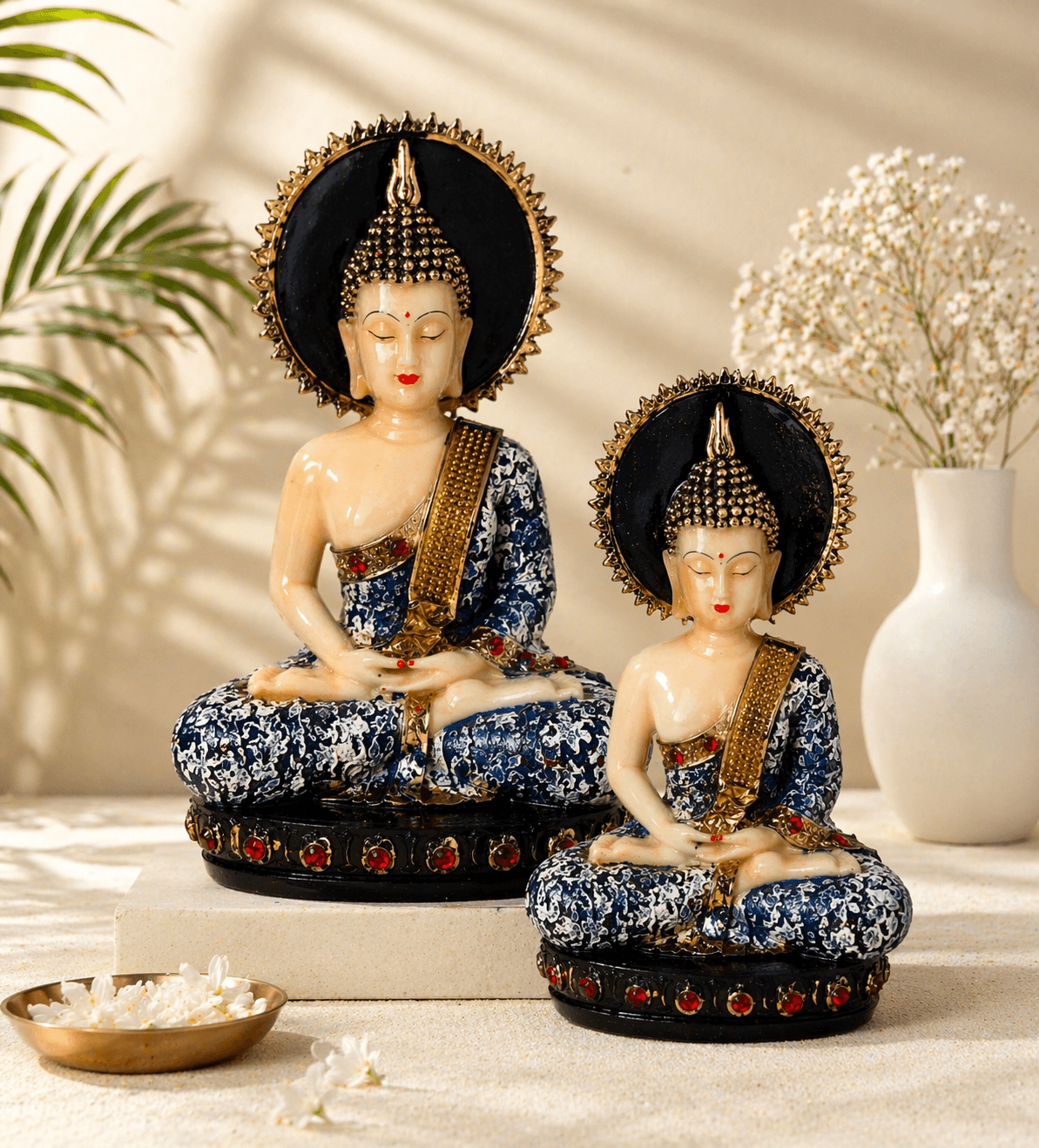 meditating Buddha idol set for home decor India meditation idol vastu decor