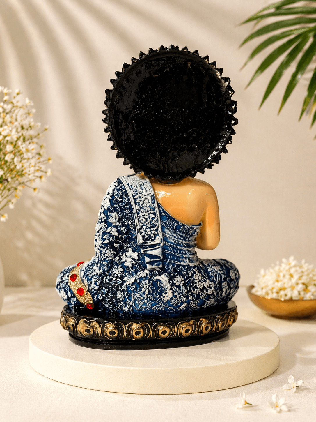 meditating Buddha idol set figurine India home temple decor