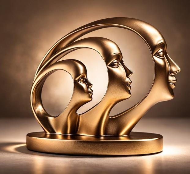 Luxury Abstract Human Face Statue in Gold Finish – Contemporary Home Décor