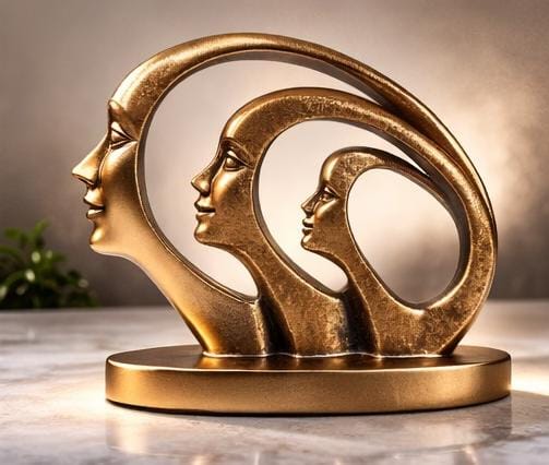Luxury Abstract Human Face Statue in Gold Finish – Contemporary Home Décor