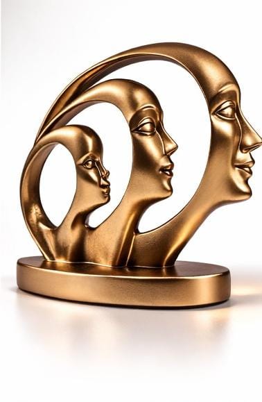 Luxury Abstract Human Face Statue in Gold Finish – Contemporary Home Décor