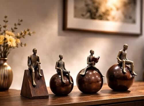 Unique home accessories abstract thinker man sculpture set modern figurines home decor office desk India