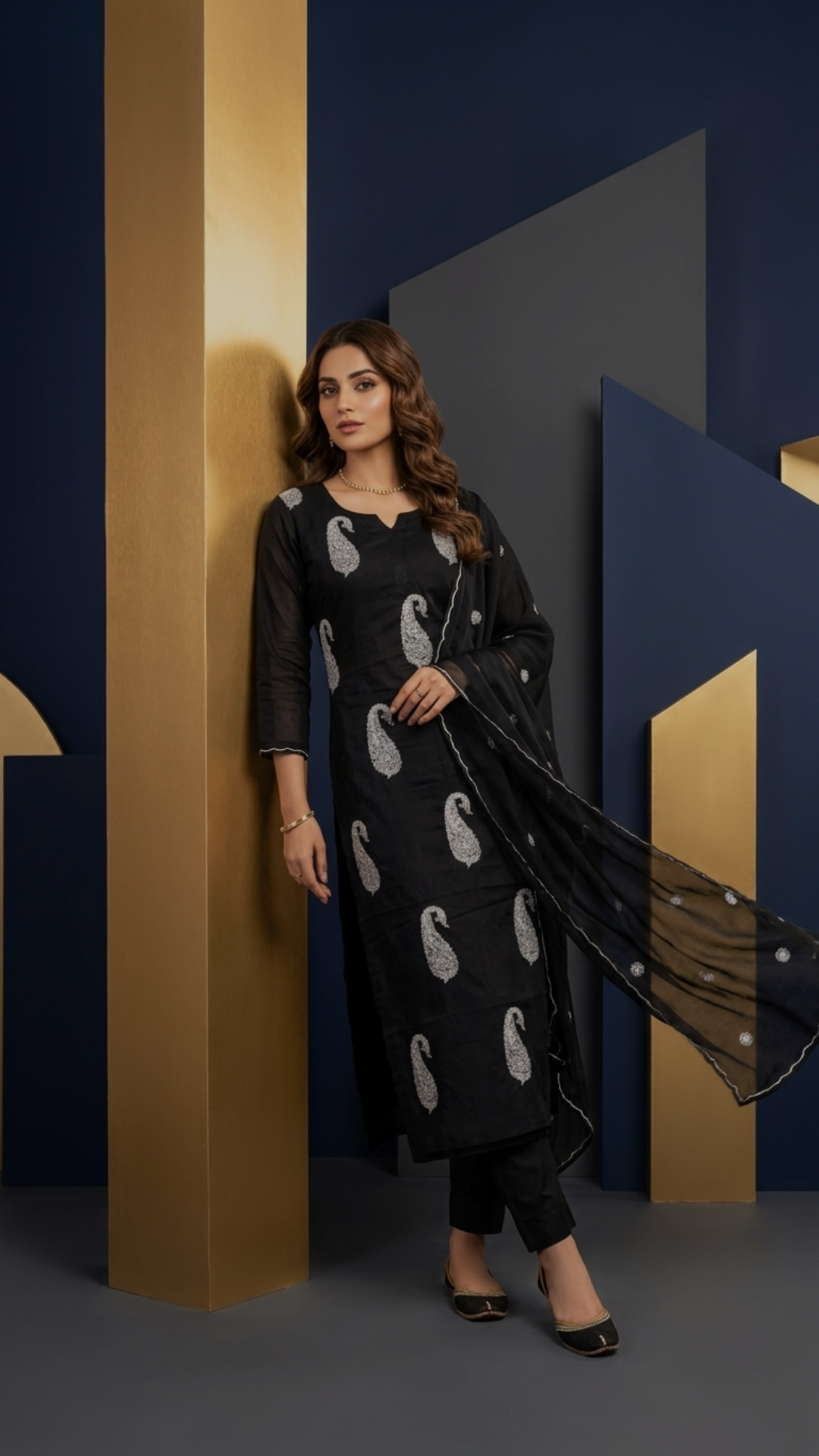 Midnight Black Embroidered Suit