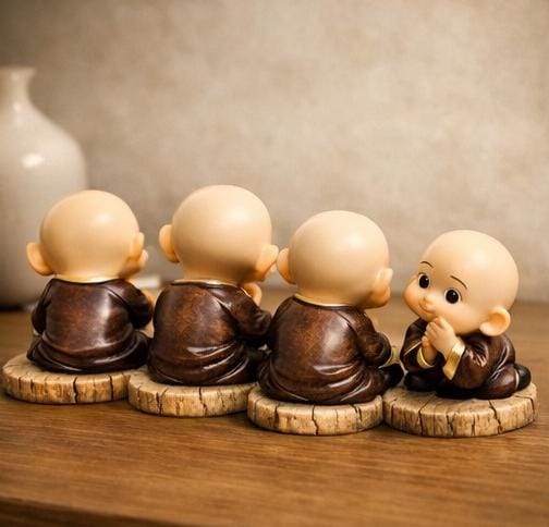 Meditating Monk Figurines Set for Home Décor | Peaceful Buddhist Showpiece