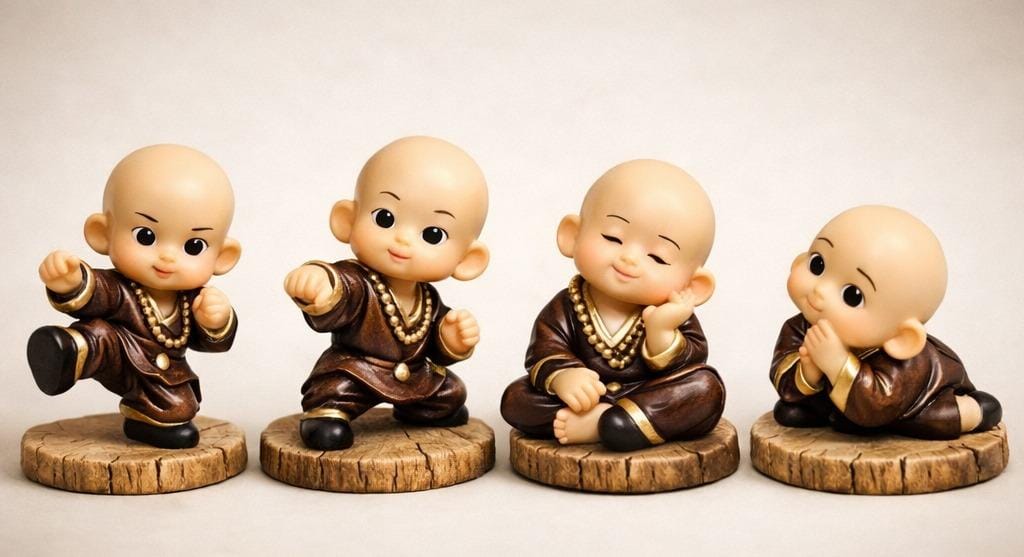 meditating monk figurines set peaceful buddhist home decor showpiece living room office India meditating monk figurines for home decor India