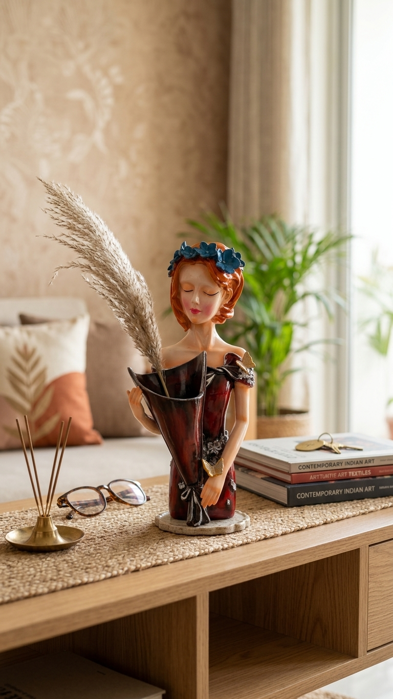 Handcrafted Butterfly Lady Planter Showpiece – Artistic Floral Décor