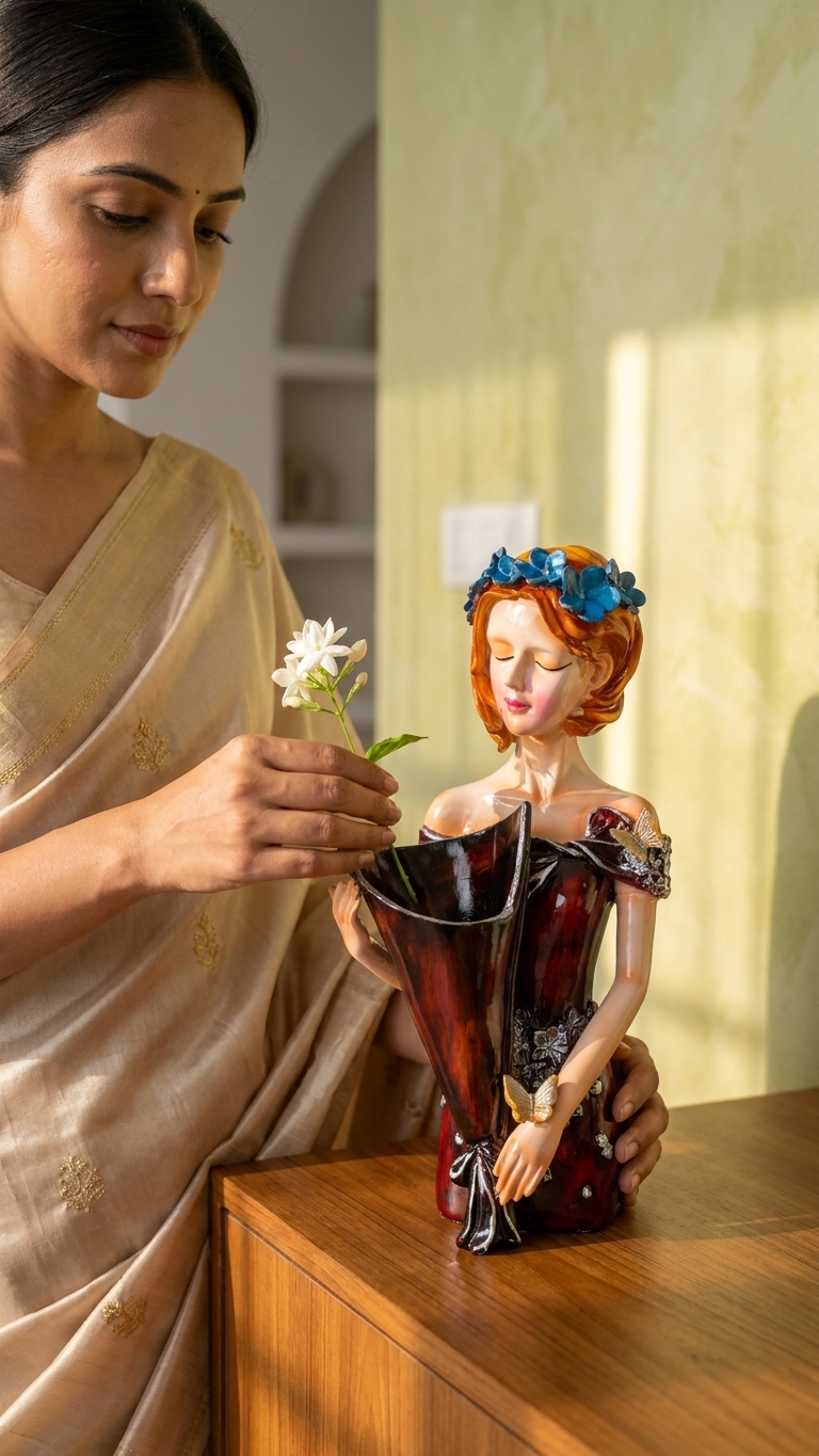 Handcrafted Butterfly Lady Planter Showpiece – Artistic Floral Décor