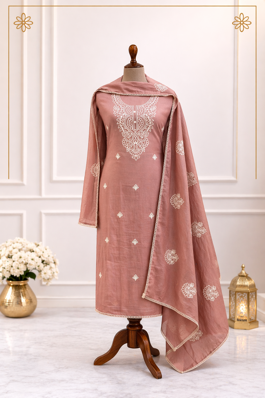 dusty rose embroidered suit set India festive ethnic outfit