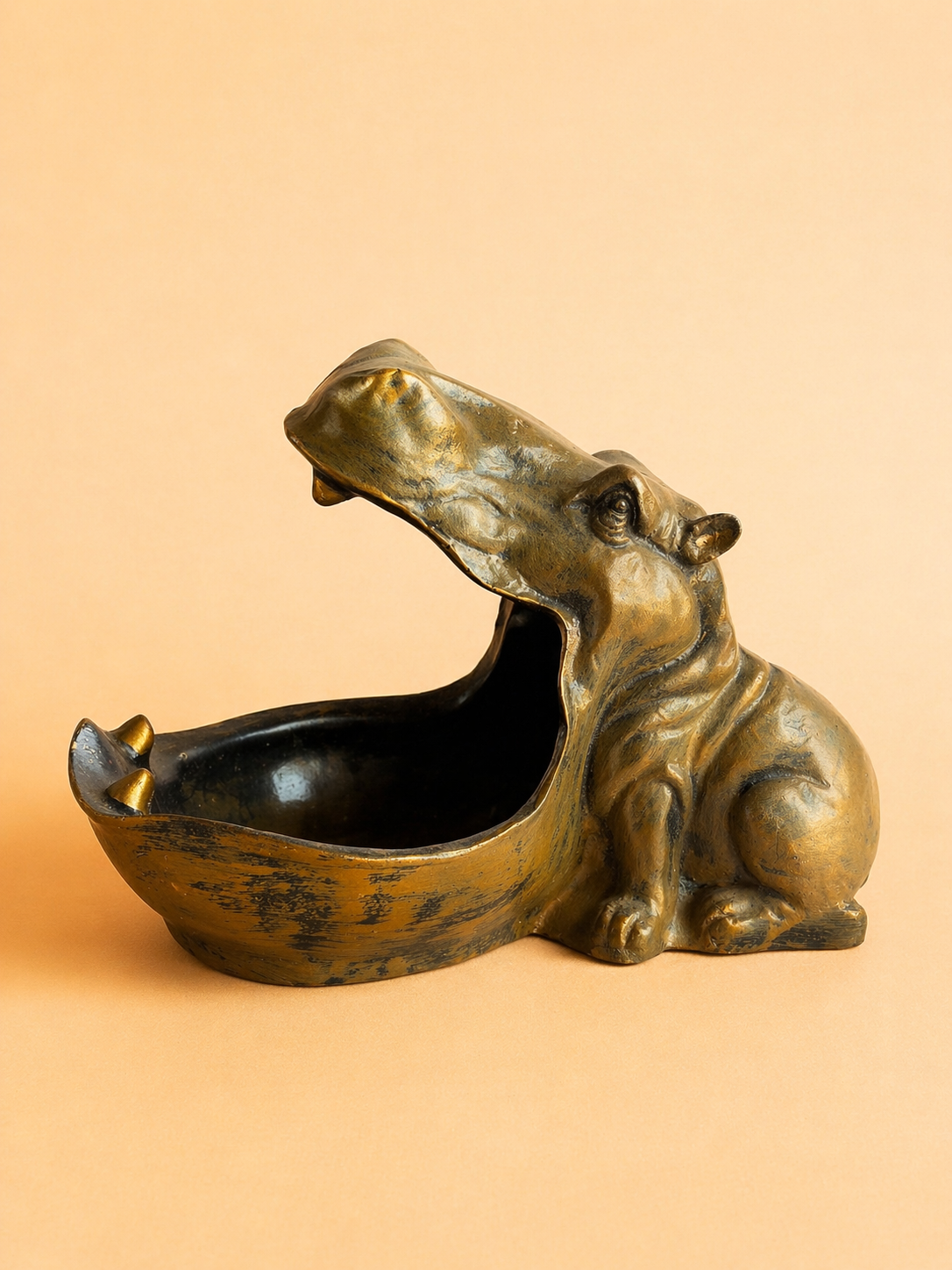 handcrafted hippo decorative bowl