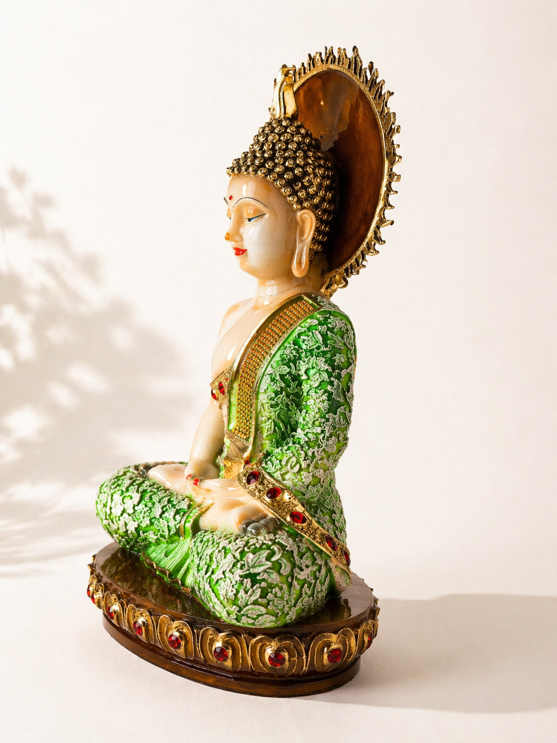 Handcrafted Green Buddha Idol with Halo 1