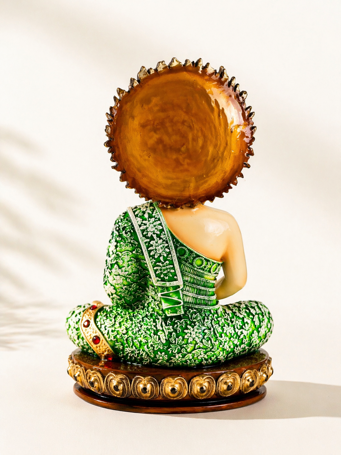 Handcrafted Green Buddha Idol with Halo 4