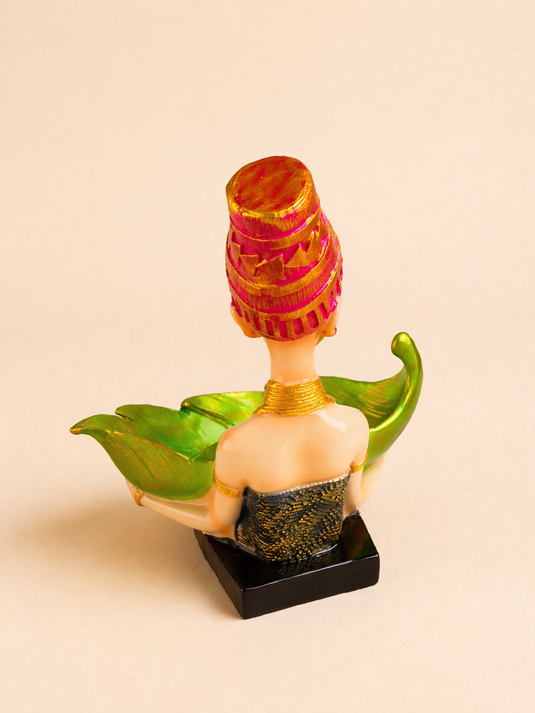 Handcrafted Lady with Leaf Bowl Showpiece 3