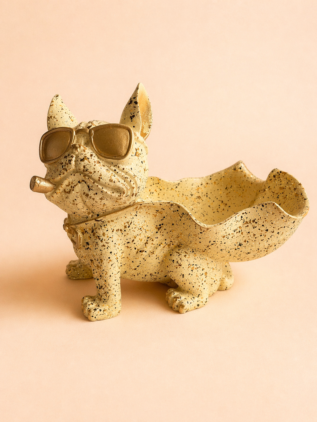Handcrafted Golden Bulldog Bowl Showpiece
