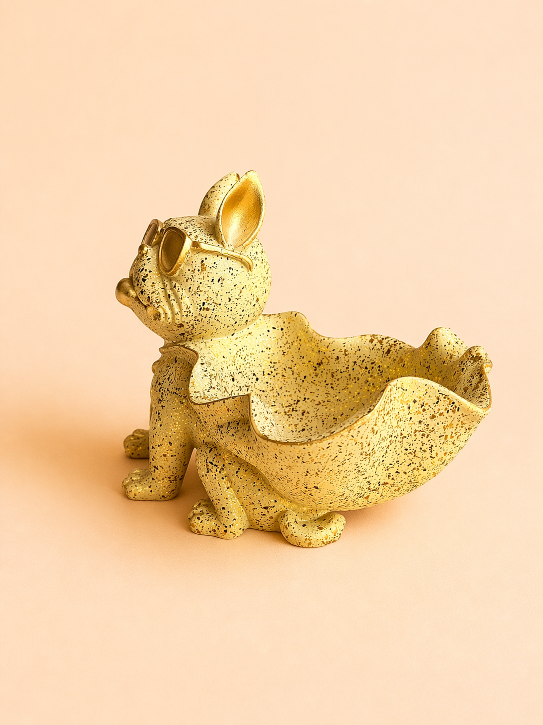 Handcrafted Golden Bulldog Bowl Showpiece 1