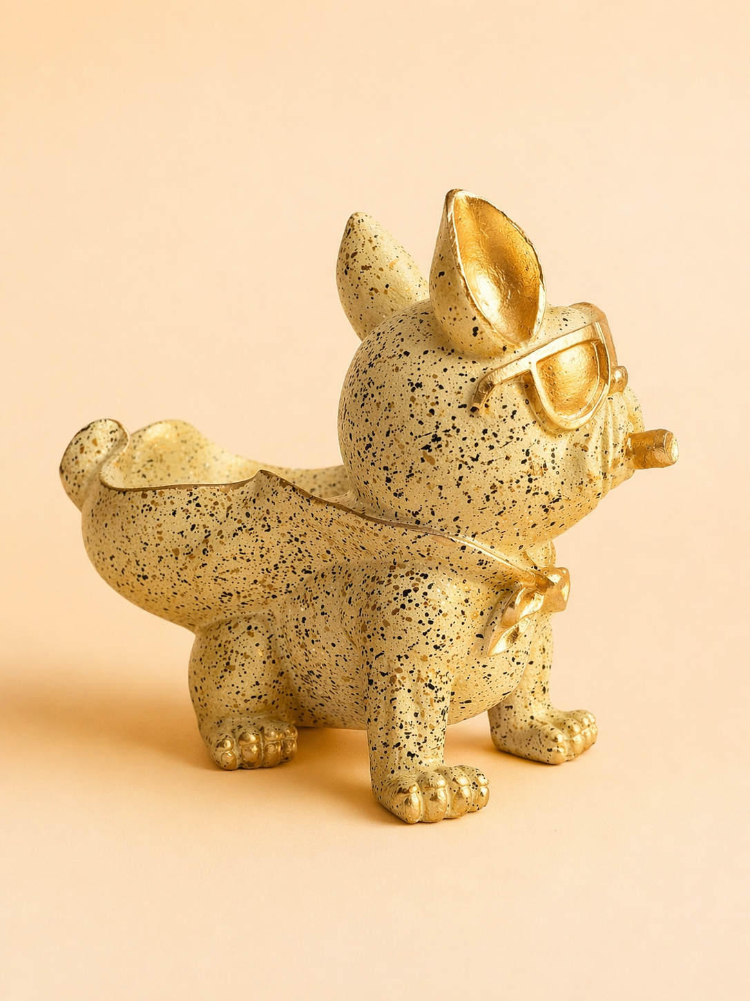 Handcrafted Golden Bulldog Bowl Showpiece 3
