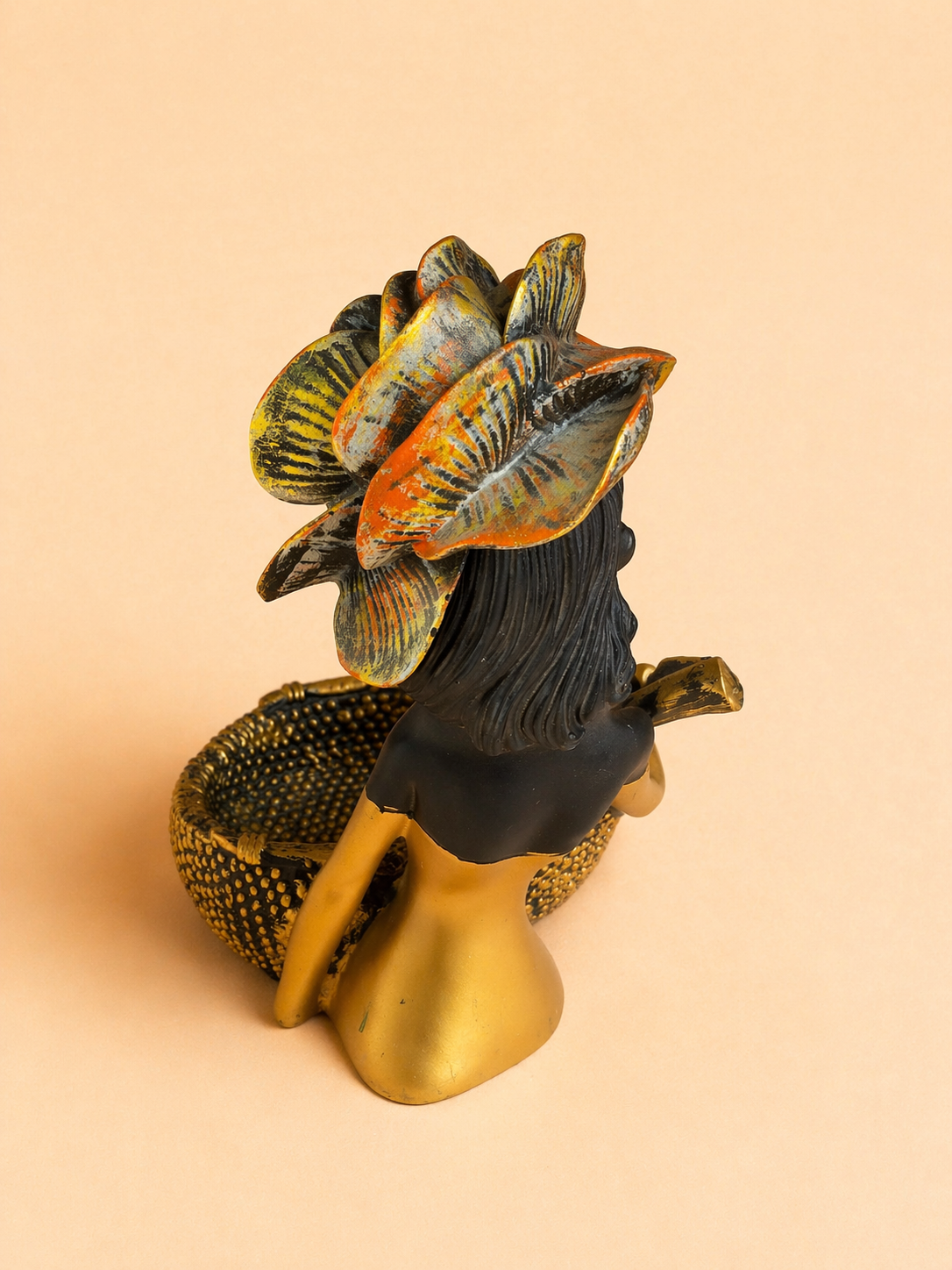 handcrafted lady figurine Fruit Basket 